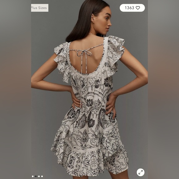 Maeve by Anthropologie Flutter-Sleeve Babydoll Mini Dress - Picture 2 of 6